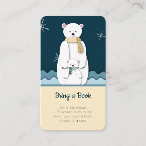 Winter Polar Bear Blue Neutral Bring a Book Enclosure Card