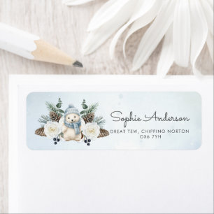 Winter Polar Bear Boy Baby Shower Label