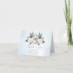Winter Polar Bear Boy Baby Shower Letterpress Thank You Card