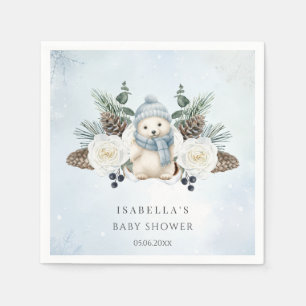 Winter Polar Bear Boy Baby Shower Napkins