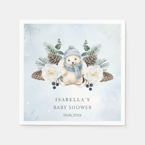 Winter Polar Bear Boy Baby Shower  Napkins