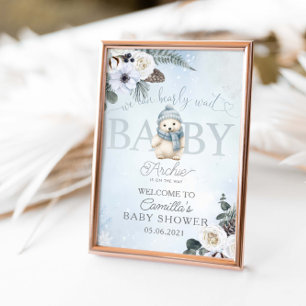 Winter Polar Bear Boy Baby Shower Poster