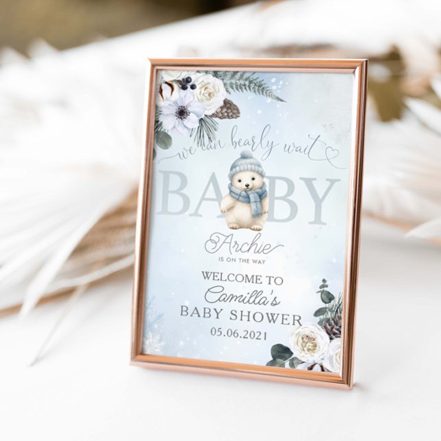 Winter Polar Bear Boy Baby Shower Poster (Creator Uploaded)