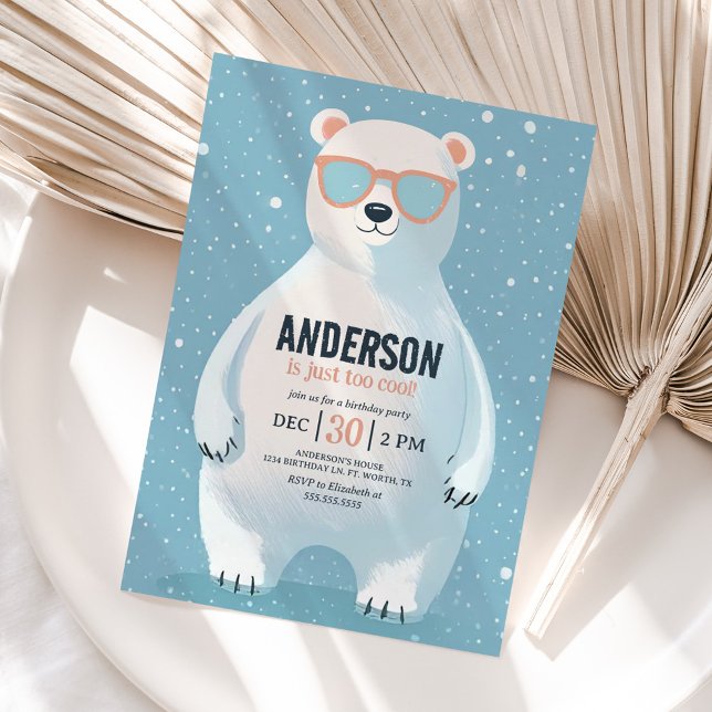 Winter Polar Bear Boy Birthday Party Invitation (Creator Uploaded)