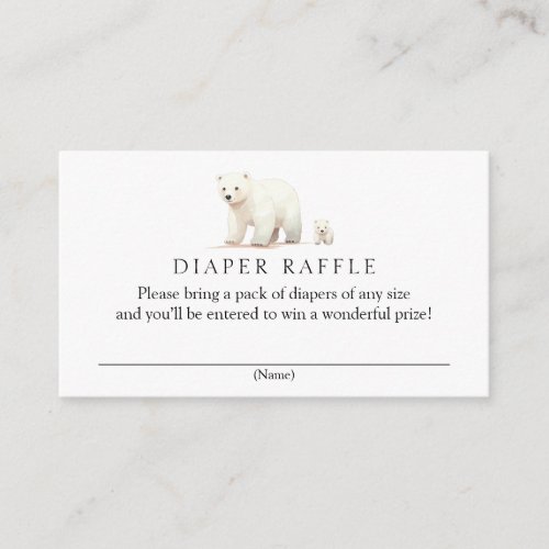 Winter Polar Bear Diaper Raffle Baby Shower  Enclosure Card