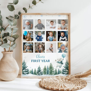 Winter Polar Bear First Year Photo Milestone Sign
