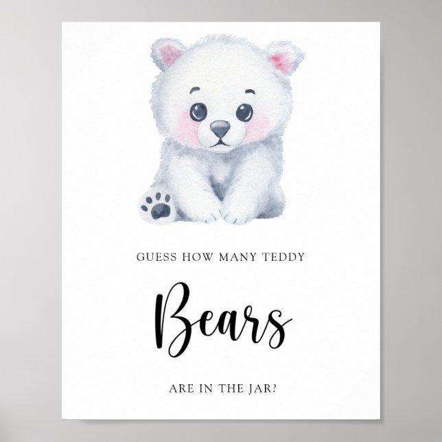 Winter Polar Bear - guess how many teddy bears Poster (Front)