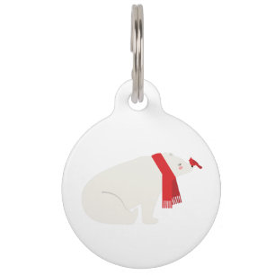 Winter Polar Bear Pet ID Tag