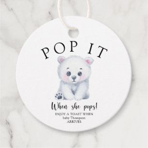 Winter polar Bear - Pop it! When she pops Favor Tags