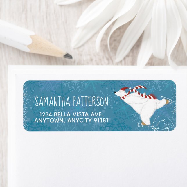 Winter Polar Bear Return Address Label (Insitu)