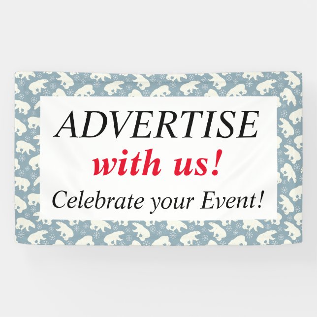 Winter Polar Bear seamless pattern + your ideas Banner (Horizontal)