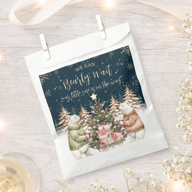 Winter Polar Bear Snowflake Baby Shower Favor Bag (Clipped)