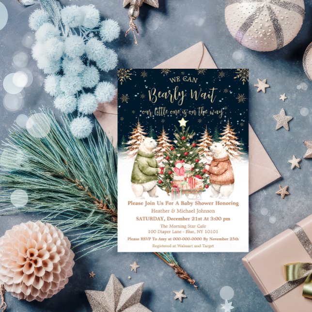 Winter Polar Bear Snowflake Baby Shower Invitation (Creator Uploaded)