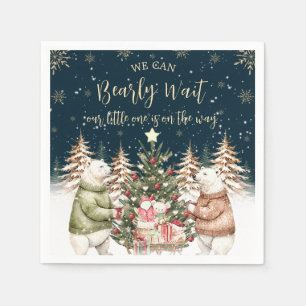 Winter Polar Bear Snowflake Baby Shower Napkins