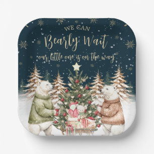 Winter Polar Bear Snowflake Baby Shower Paper Plates