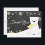 Winter Polar Bear Snowflake Yellow Thank You Card<br><div class="desc">Winter Polar Bear Snowflake Yellow Thank You Card. Yellow Polar Bear. Chalkboard Background. Black and White. Yellow Snowflake. Love and Thanks, beautiful script font. Add your message on back or leave blank and hand write. For further customization, please click the "Customize it" button and use our design tool to modify...</div>