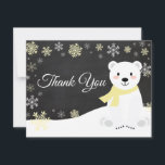 Winter Polar Bear Snowflake Yellow Thank You Card<br><div class="desc">Winter Polar Bear Snowflake Yellow Thank You Card. Yellow Polar Bear. Chalkboard Background. Black and White. Yellow Snowflake. Love and Thanks, beautiful script font. Add your message on back or leave blank and hand write. For further customization, please click the "Customize it" button and use our design tool to modify...</div>