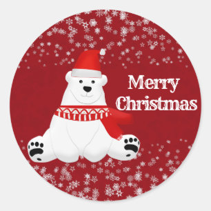 Winter Polar Bear Snowflakes Kid Party Crafts Xmas Classic Round Sticker