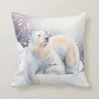 Winter Polar Bear Throw Pillow