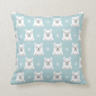 Winter Polar Bear Throw Pillow