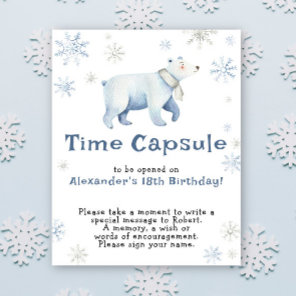 Winter Polar Bear Time Capsule 1st birthday Poster