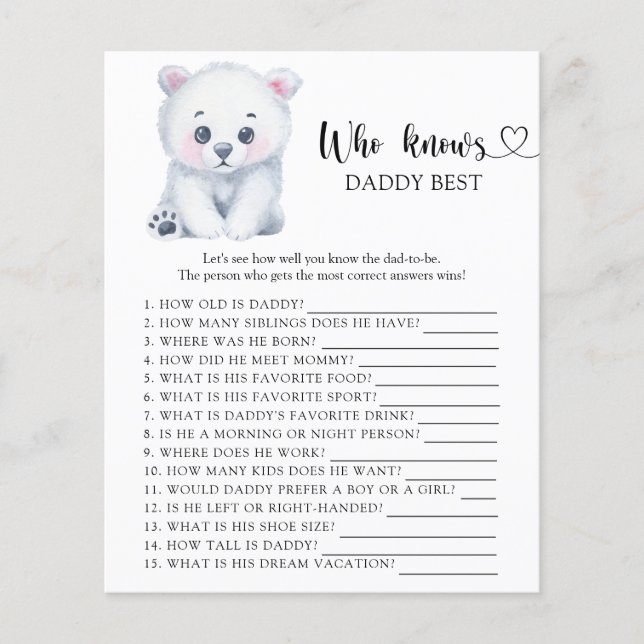 Winter polar bear - Who knows daddy best game (Front)
