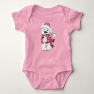 Winter Polar Bear with Snowballs Baby Bodysuit