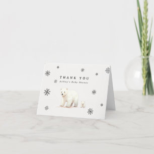 Winter Polar Bears Baby Shower Letterpress Thank You Card