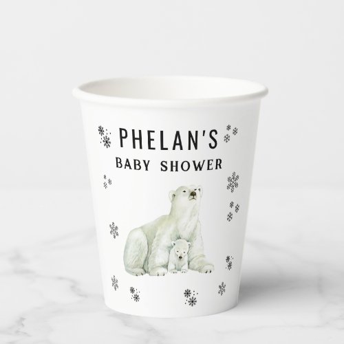 Winter Polar Bears Baby Shower Paper Cups