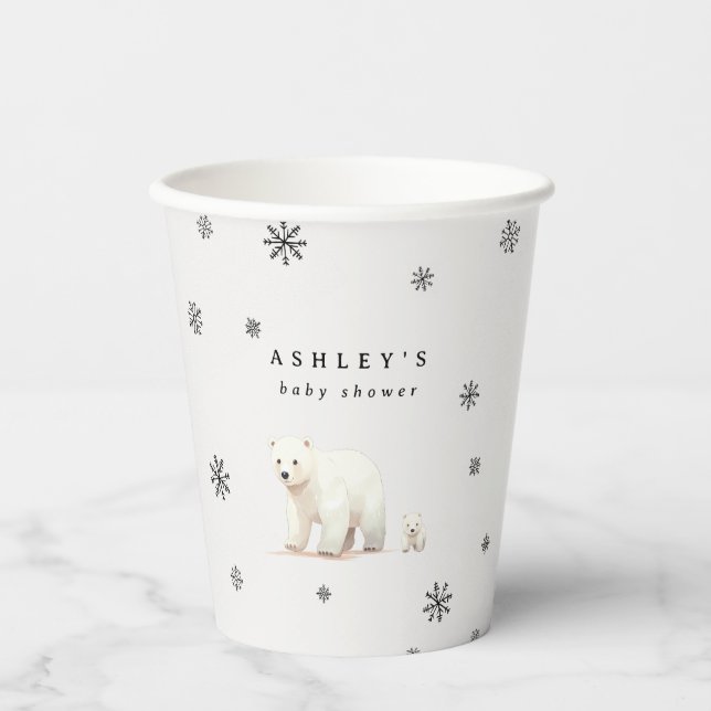 Winter Polar Bears Baby Shower Paper Cups (Front)