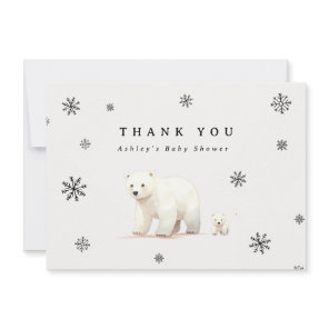 Winter Polar Bears Baby Shower Thank You Card