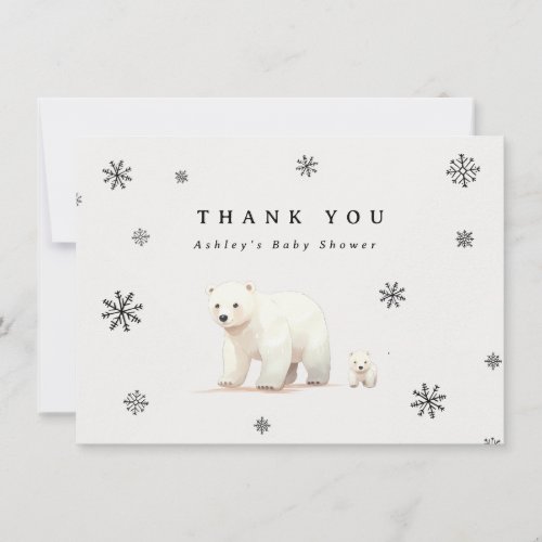 Winter Polar Bears Baby Shower Thank You Card