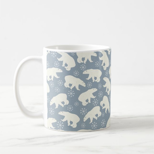 Winter Polar Bears seamless pattern + your ideas Coffee Mug (Left)