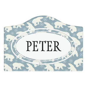 Winter Polar Bears seamless pattern + your ideas Door Sign