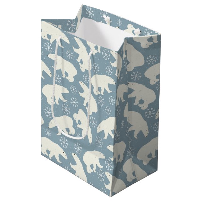 Winter Polar Bears seamless pattern + your ideas Medium Gift Bag (Front Angled)