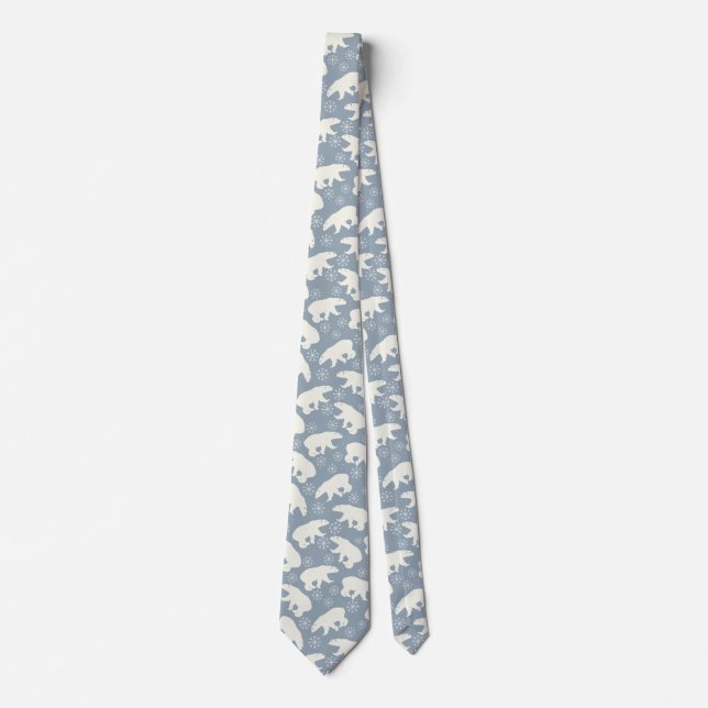 Winter Polar Bears seamless pattern + your ideas Neck Tie (Front)