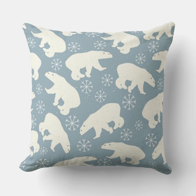 Winter Polar Bears seamless pattern + your ideas Throw Pillow (Front)