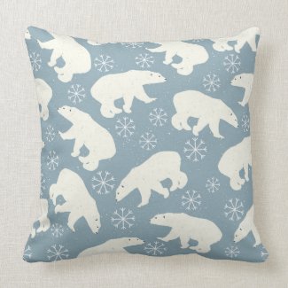 Winter Polar Bears seamless pattern + your ideas Throw Pillow