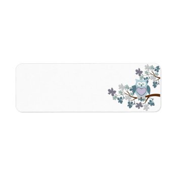 Winter Polka Owl In Tree Label by CuteLittleTreasures at Zazzle