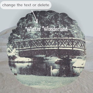 Winter pond round pillow
