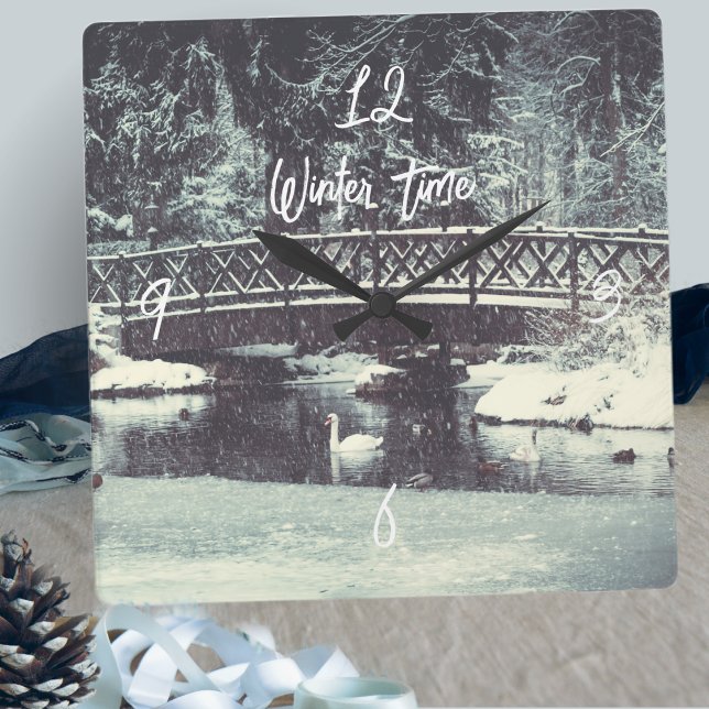 Winter pond square wall clock (Creator Uploaded)