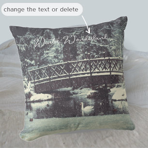 Winter pond throw pillow