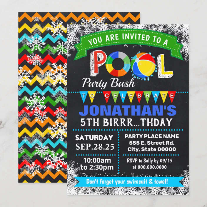Winter Pool Birthday Party Bash Invitation Zazzle Com