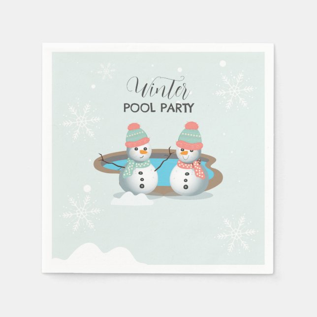 Winter Pool Birthday Party Napkins (Front)