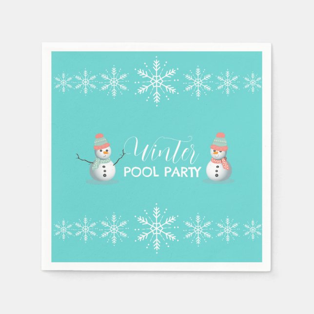 Winter Pool Birthday Party Napkins (Front)