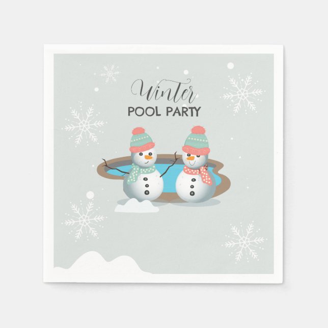 Winter Pool Birthday Party Napkins (Front)