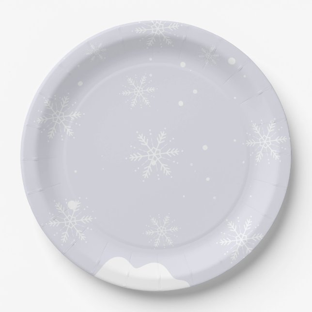 Winter Pool Birthday Party Paper Plates (Front)
