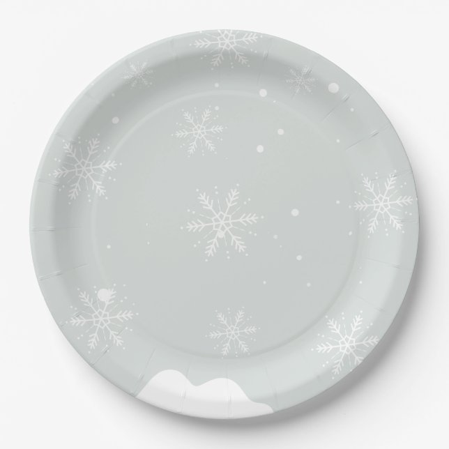 Winter Pool Birthday Party Paper Plates (Front)
