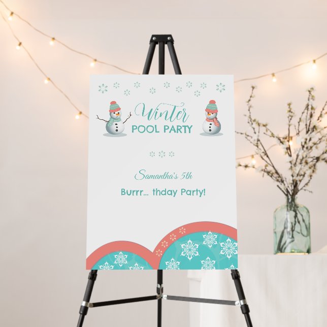Winter Pool Birthday Party Welcome Sign (In Situ (Stand))
