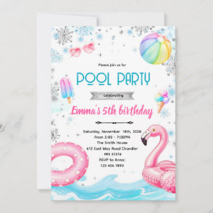 Winter pool girl theme invite